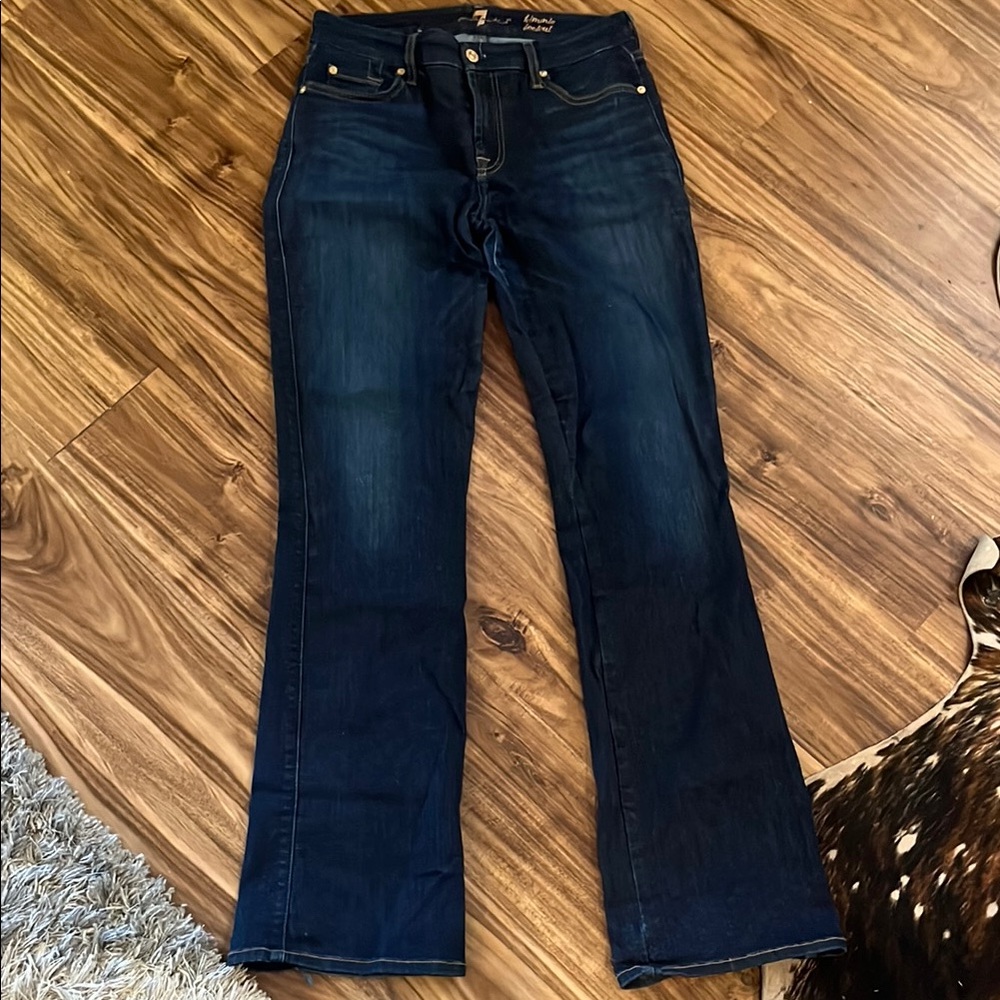 7 For All Mankind Blue Flare Wide Leg Jeans